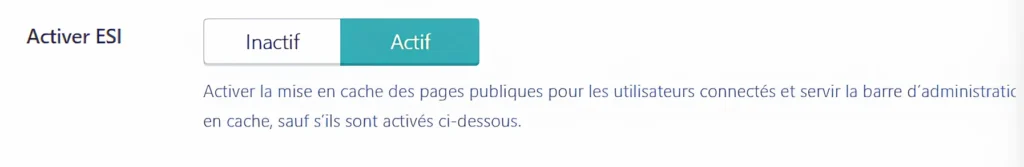 Activer la mise en cache ESI (Edge Side Includes)